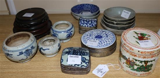 Mixed blue and white Oriental ceramics